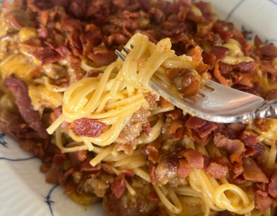 Kids Cooking Class Day 2 
Spaghetti Carbonara with Italian sausage by    and Non...