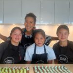 Pastel Meringue with golden leaves and mini pearl  for Kids Cooking Class today ...