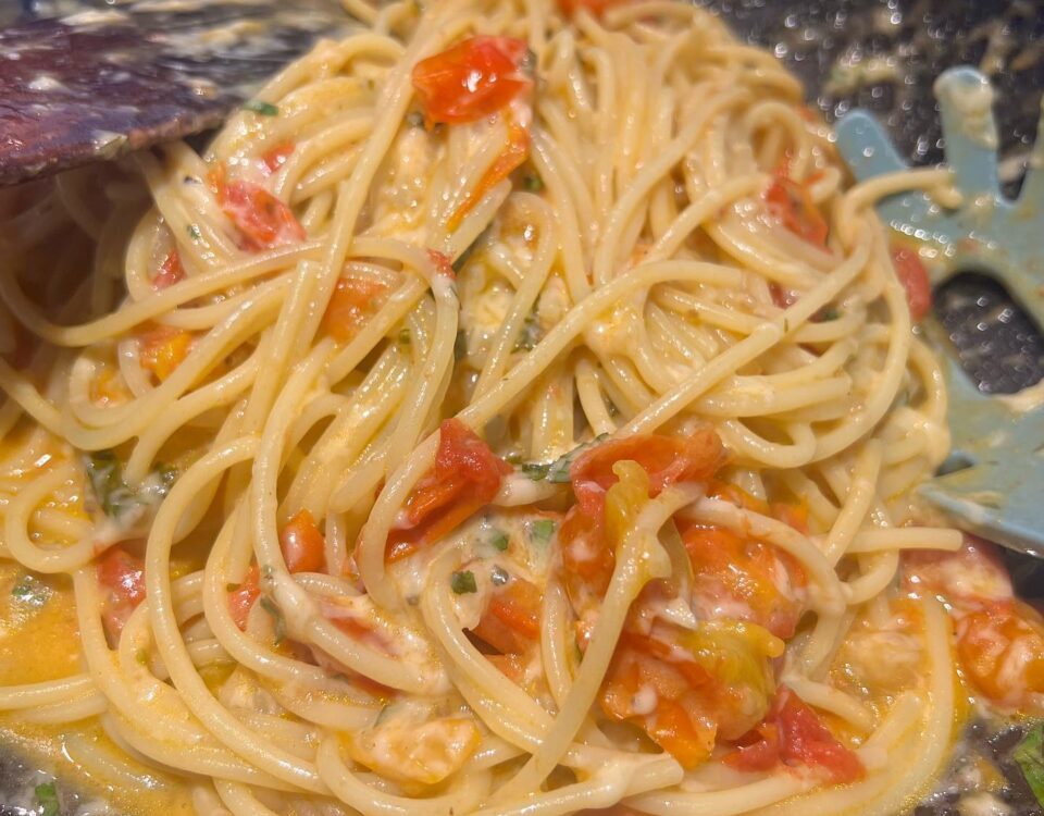 Spaghetti with fresh tomatoand cheese  by Aya  and Kutsu well done...