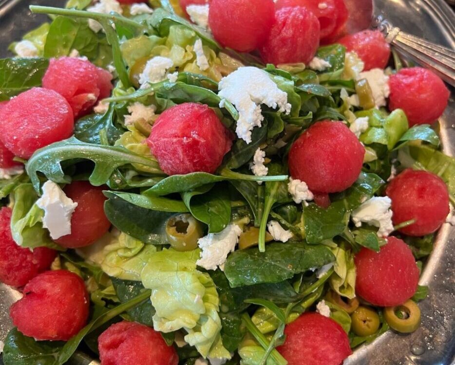Watermelon salad
 with feta cheese and honey mustard dressing by Nong Grace   ขอ...