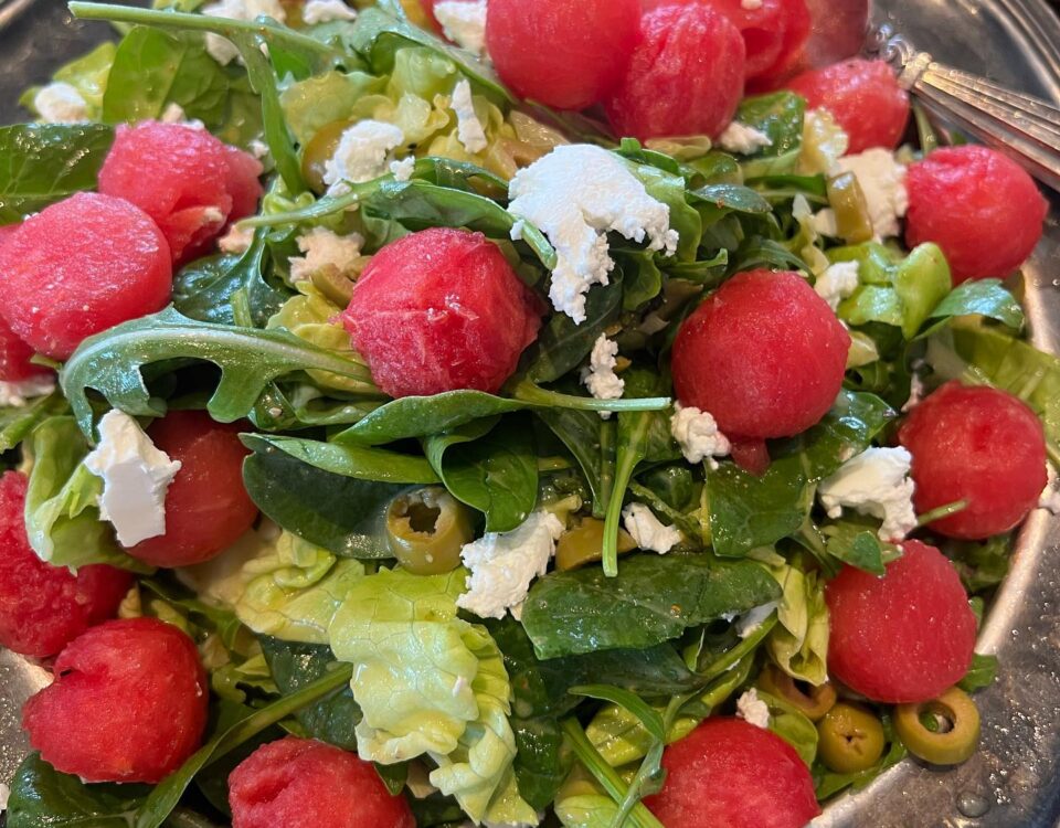 Watermelon salad
 with feta cheese and honey mustard dressing by Nong Grace   ขอ...